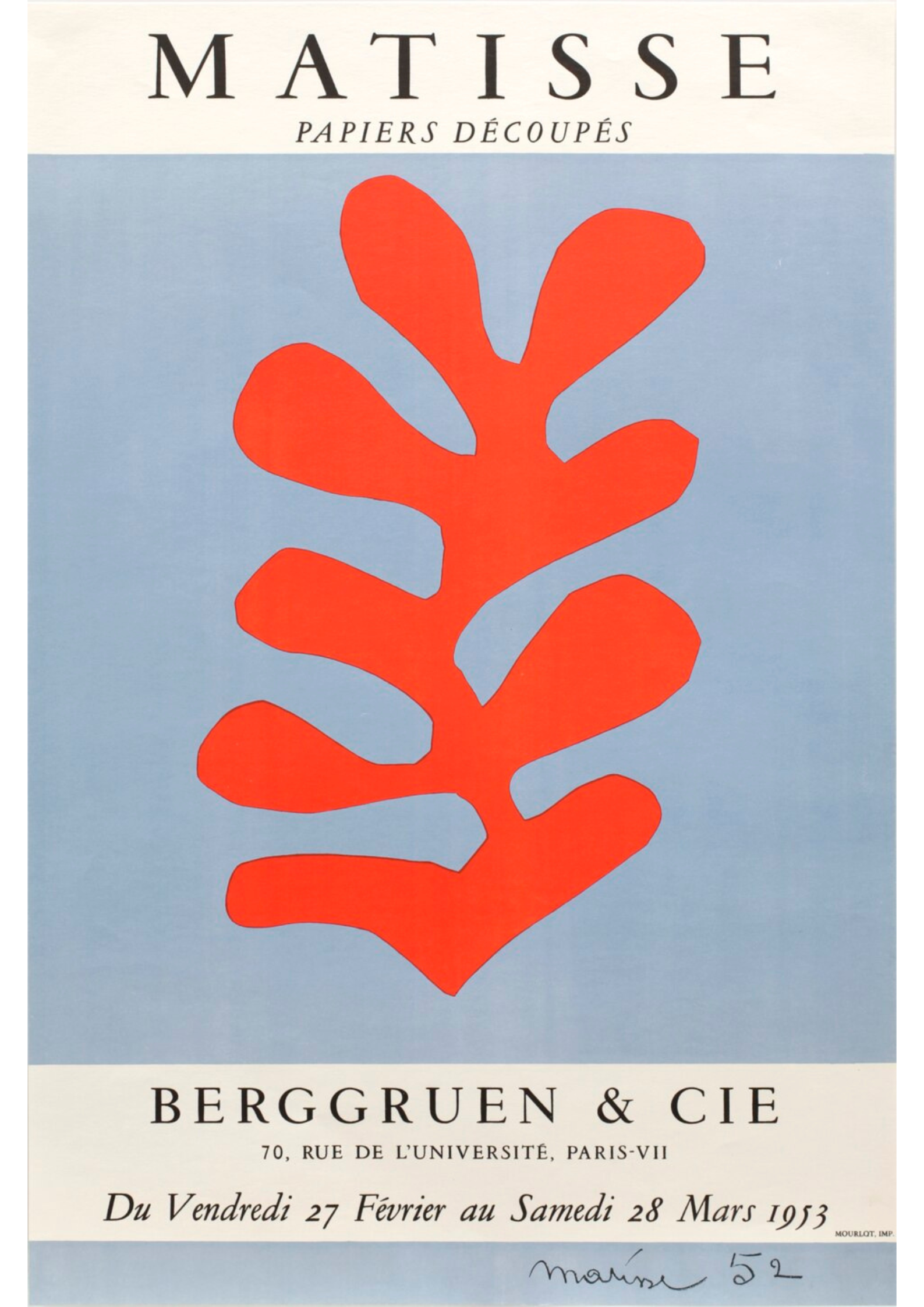 Matisse – Papiers Découpés, Rote Pflanze auf Blau, Berggruen & Cie 1953