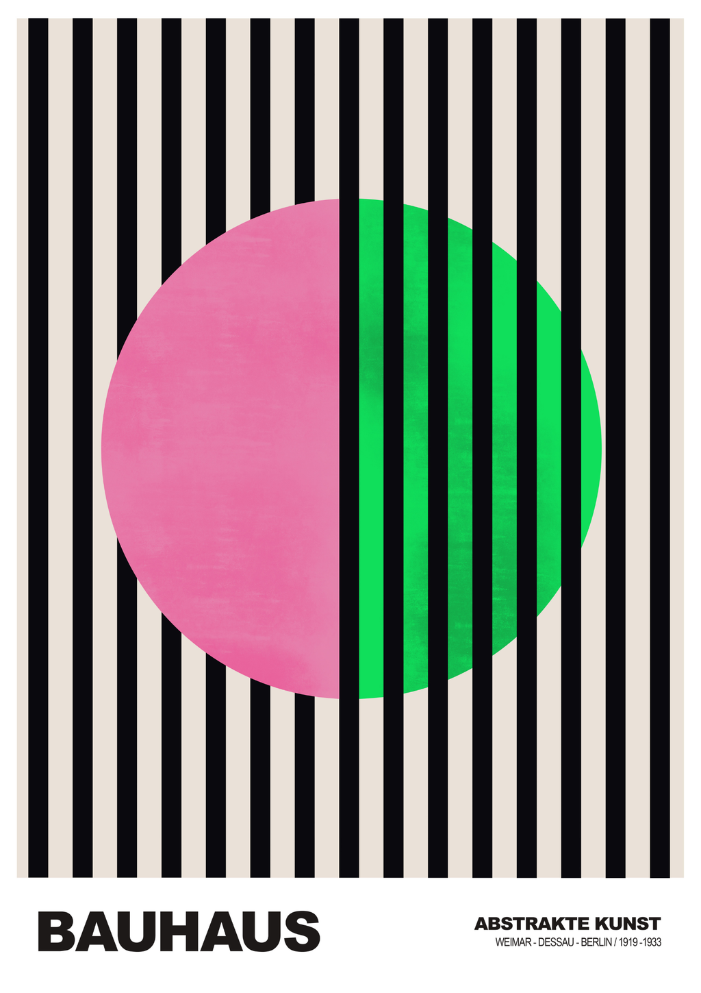 Bauhaus – Abstrakte Kunst, Pink & Green Circle