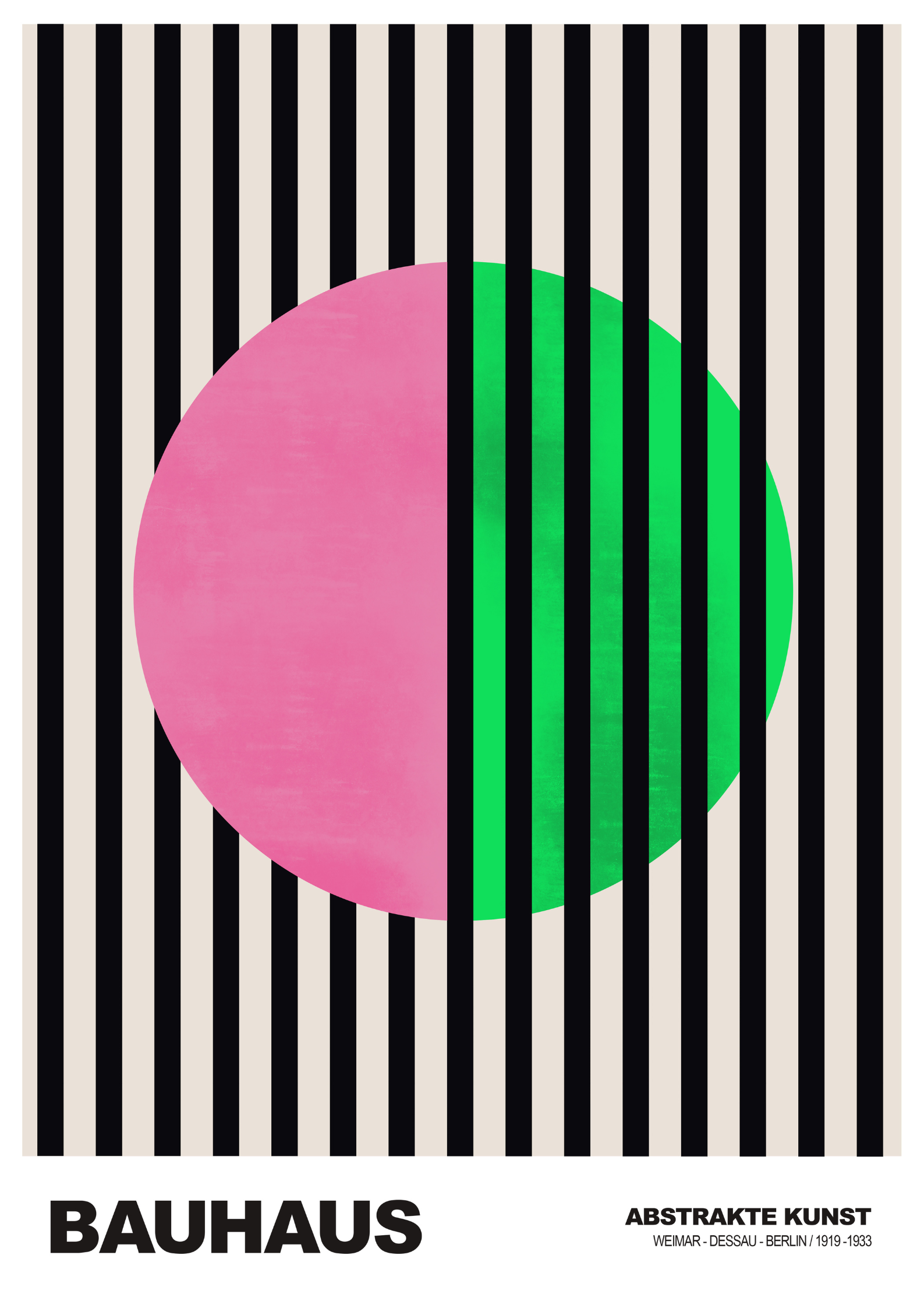 Bauhaus – Abstrakte Kunst, Pink & Green Circle