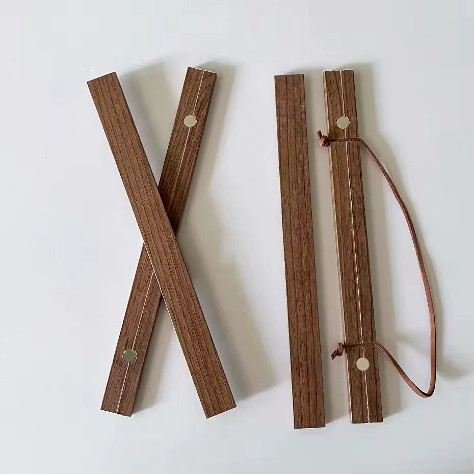 Holz Magnetrahmen - Echtholz & Lederband